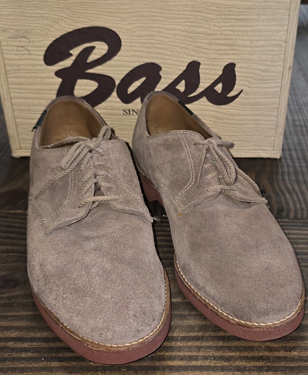 GH Bass Vintage Men's Buc Oxfords Bucs Shoes Size 12N Tan Taupe Suede Lace Up